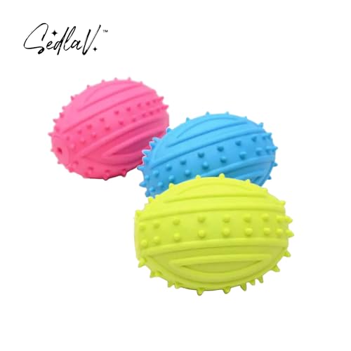 SEDLAV Dog Rugby Football - Premium Rubber Dog Toy for Teeth Cleaning, Chew Training - Durable Small Dog Chew Toy, Ideal Pet Toy for Small Dogs - Fun, Effective Teeth Cleaning Pet Toy