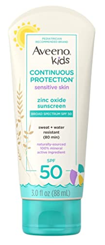 Aveeno Spf#50 Kids Sensitive Skin Zinc Oxide Sunscreen 3 Ounce (88ml) (Pack of 2)