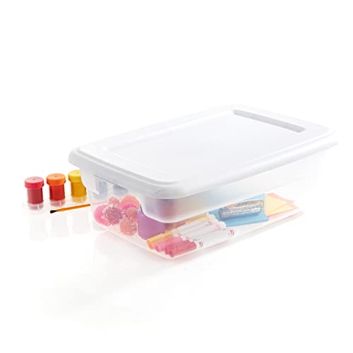 oky 12 Qt. Storage Box Plastic, White,16.88x11.50x5.88 Inches