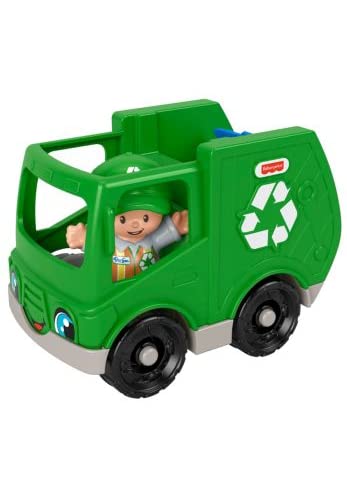 Fisher-Price Little People Recycle Truck, push-along vehicle with figure and play accessory for toddlers and preschool kids ages 1-5 years