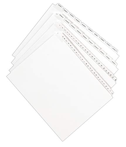 Avery Individual Legal Exhibit Dividers, Allstate Style, Q, Side Tab, 8.5 x 11 inches, Pack of 25 (82179), White