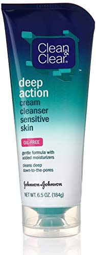 CLEAN & CLEAR Deep Action Cream Cleanser, Sensitive Skin Oil-Free 6.50 oz (5 Pack)