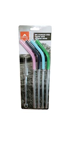 Ozark Trail 4PK Stainless Steel Straws with Cleaning Brush