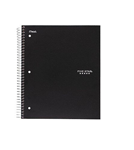 Five Star Wirebound Notebook, College Rule, 3-Hole Punch, 5 Subject 200 Sheets/Pad by Mead