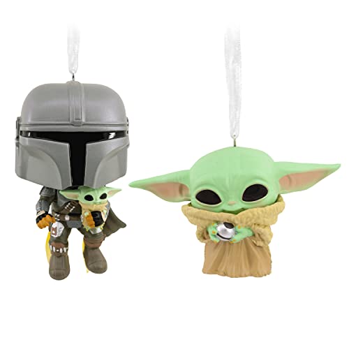 Hallmark Star Wars: The Mandalorian and Grogu Funko POP!s Resin Christmas Ornaments, Set of 2