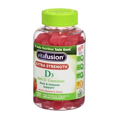 Vitafusion Extra Strength D3 Gummies, Natural Strawberry 120 ea (Pack of 2)