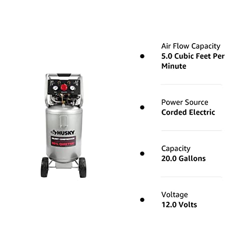 Husky 20 Gal. Vertical Electric-Powered Silent Air Compressor