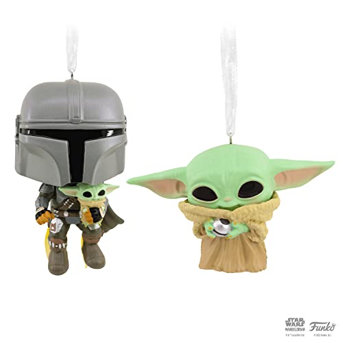 Hallmark Star Wars: The Mandalorian and Grogu Funko POP!s Resin Christmas Ornaments, Set of 2