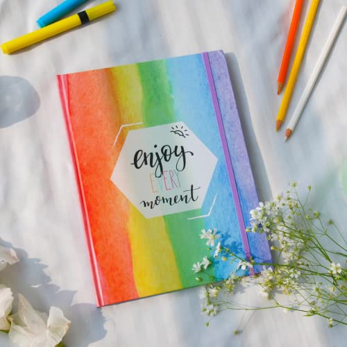 Greenmila Journal/college Ruled Notebook - Hardcover Ruled Journal with Premium Thick Paper, 7" x 9", Back Pocket - rainbow pattern