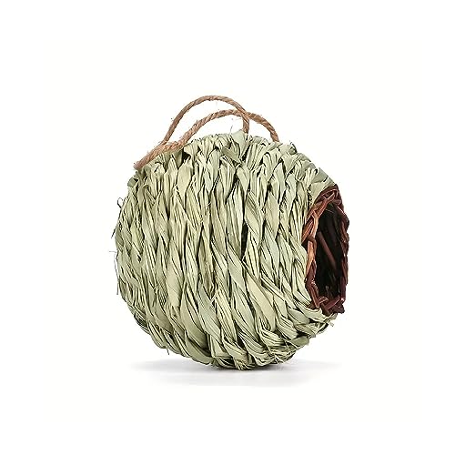 SEDLAV Handmade Natural Straw Bird Nest & Hummingbird Houses for Outside – Nesting Hummingbirds, Eco-Friendly Winter & Summer Bird Perch House Decor, Hummingbird Nest House with Hummingbird Ring