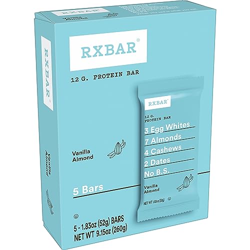 RXBAR Protein Bars, 12g Protein, Gluten Free Snacks, Vanilla Almond, 9.15oz (5 Bars)