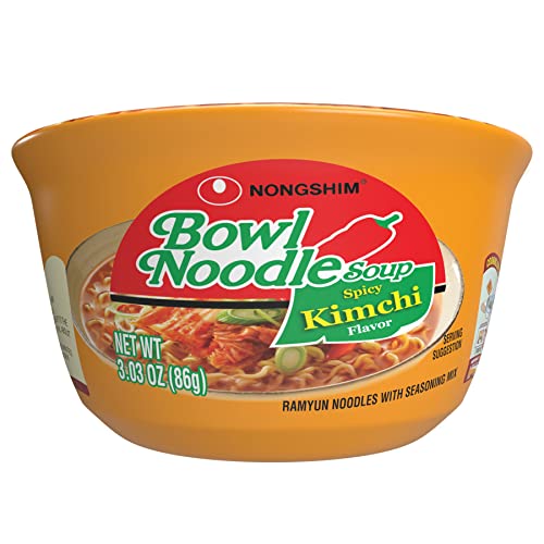 Nongshim Bowl Noodle Soup, Spicy Kimchi Flavor, 3.03 Ounce (Pack of 12)