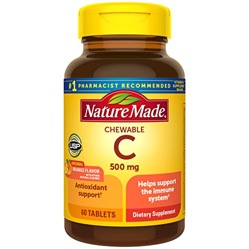 Nature Made Chewable Vitamin C 500 mg Tablets, 60 Count to Help Support the Immune System (Pack of 3)