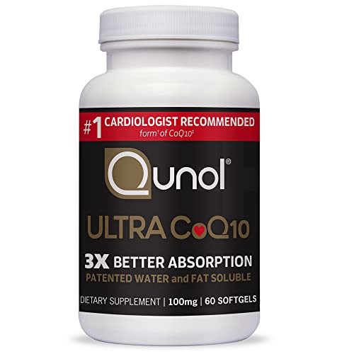 Qunol Ultra CoQ10 100mg, 3X Better Absorption, Patented Water and Fat Soluble Natural Supplement Form of Coenzyme Q10, Antioxidant for Heart Health, 60 Count Softgels