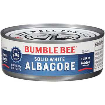 Bumble Bee Solid White Albacore Tuna in Water, 5 oz Can (Pack of 24) - Wild Caught Tuna - 29g Protein per Serving - Non-GMO Project Verified, Gluten Free, Kosher - Great for Tuna Salad & Recipes