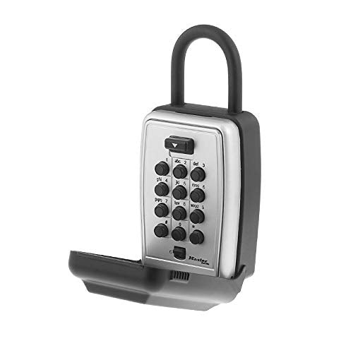 Master Lock Portable Outdoor Key Lock Box with Push Button Resettable Combination Lock, 5422D, Black