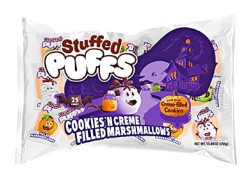 Stuffed Puffs - Halloween Treat Pack, 50 Individually Wrapped Chocolate Filled Marshmallows, Perfect for Trick or Treating, Perfect for S'mores, 2 bags (25 per bag) (15.88oz each)