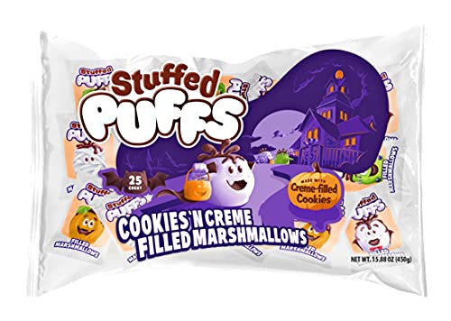 Stuffed Puffs - Halloween Treat Pack, 50 Individually Wrapped Chocolate Filled Marshmallows, Perfect for Trick or Treating, Perfect for S'mores, 2 bags (25 per bag) (15.88oz each)