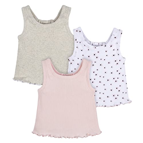 Gerber Baby Girls' Toddler 3-Pack Racer Back Tank Tops, Pink Floral, 6-9 Months