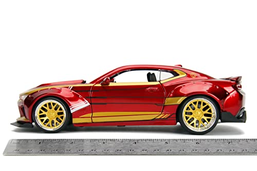Jada Toys Marvel Iron Man & 2016 Chevy Camaro Die-cast Car, 1:24 Scale Vehicle &2.75 Collectible Metal Figurine Red