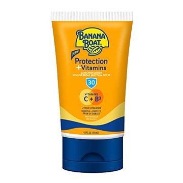 Banana Boat Protection + Vitamins Sunscreen Lotion SPF 30 | Moisturizing Sunscreen with Vitamin C & B3 | Banana Boat Vitamin C Lotion Sunscreen, Vitamin B3 & Vitamin C Sunscreen, 4.5 oz.