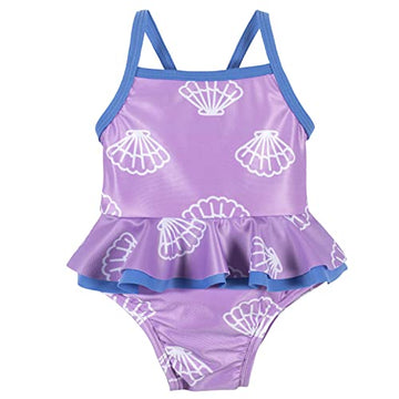 Gerber Girls' One-Piece Swimsuit, Purple Floral Shell, 24 Months