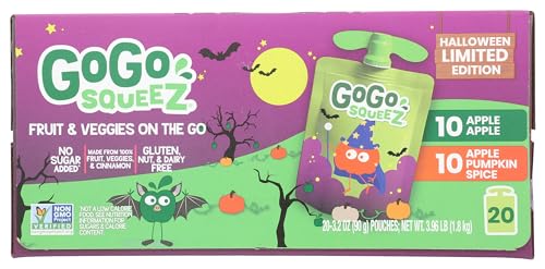 Gogo Squeez, Fruit Veggie Pouches Halloween Edition, 64 Ounce