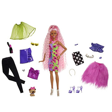 Barbie Extra Deluxe Doll & Accessories Set with Pet, Mix & Match Pieces for 30+ Looks, Multiple Flexible Joints, Gift for Kids 3 Years Old & Up