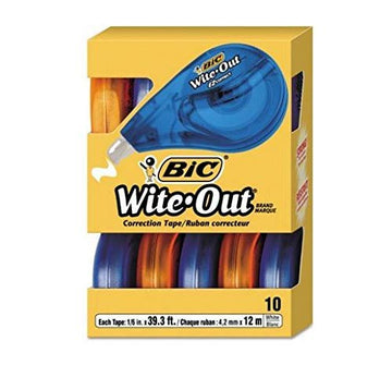 Wite-Out EZ Correct Correction Tape, Non-Refillable, 1/6" x 472", 10/Box