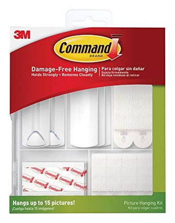 Command Picture Hanging Kit, Various Sized Picture Hanging Hooks and Strips to Hang Up to 15 Pictures, Indoor Use, Decorate Damage-Free