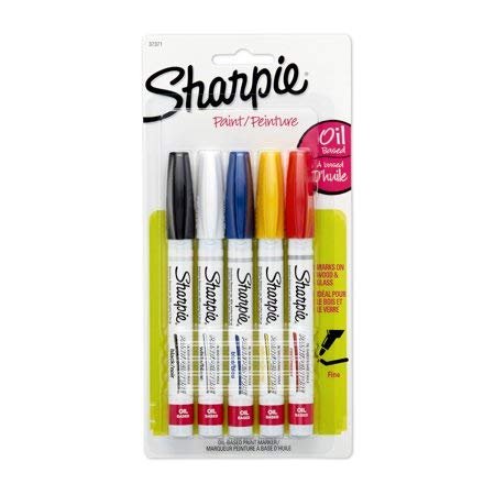 Sharpie Oil-Based Paint Markers, Fine Point, Assorted Colors, 5 Pack