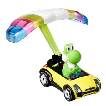 Hot Wheels 1:64 Mario Kart - Yoshi in Standard Kart with Parafoil Die Cast