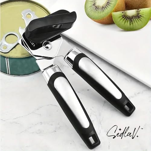 SEDLAV Versatile Multi-Functional Can Opener: Stainless Steel 5-in-1 Kitchen Tool - All-in-One, Jar Lid Remover, Bottle Opener, Easy-Grip, Space-Saving Design - Ideal for Cans, Tins, Jars, and More