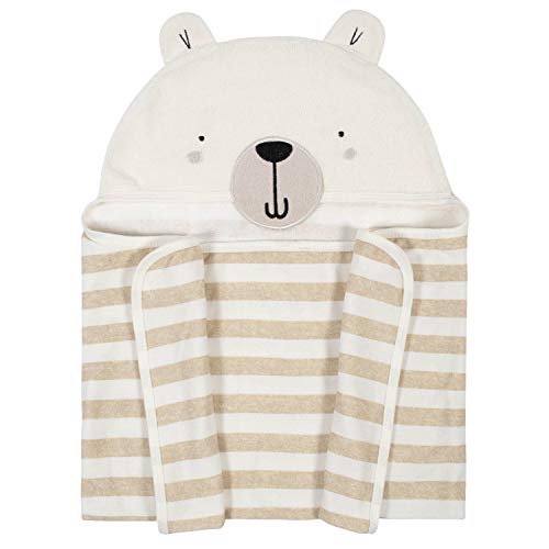 Gerber Baby Hooded Bath Wrap, Teddy Bear (Oatmeal), One Size