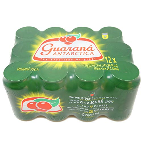 Guarana Soft Drink - Refrigerante Guaraná - Antárctica - 11.83FL.oz (350ml) (Pack of 12) - GLUTEN-FREE
