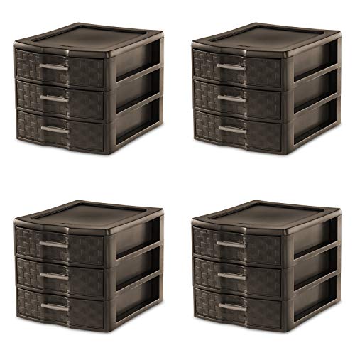 Sterilite Medium Weave 3 Drawer Unit Drawers & Carts, Espresso