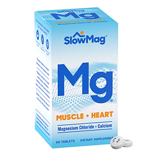 SlowMag Mg Muscle + Heart Magnesium Chloride with Calcium Supplement, 60 Count