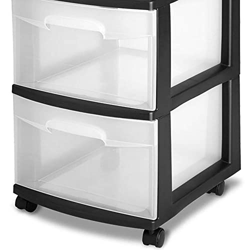 Sterilite 28309002 3 Drawer Multi Purpose Versatile Storage Cart with Clear Transparent Drawers, Ergonomic Handles, and Black Frame (8 Pack)