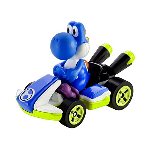 Hot Wheels Mario Kart Veículo de Brinquedo Yoshi Standard Kart Azul Escuro