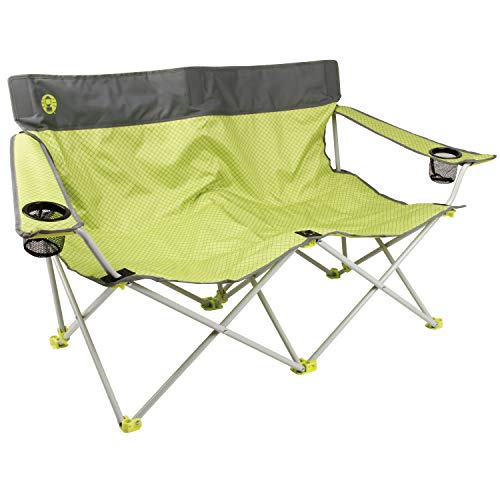Coleman Quattro Lax Double Quad Chair, Portable Double Camping Chair for 2 People, Loveseat-Style Collapsible Camp Seat with 2 Cupholders, Seatback Pockets, and Included Carry Bag