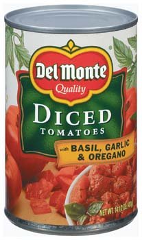 Del Monte Diced Tomatoes with Basil, Garlic & Oregano 14.5 oz (Pack of 12)