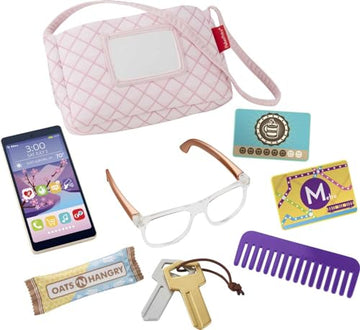 Fisher-Price Strut 'n Style Bag, 8 piece, pretend purse and accessories set for preschool kids ages 3 years & up
