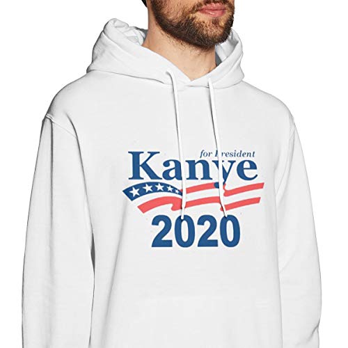 Wonde Mens Kanye for President 2020 Long-Sleeve White XLHoodie Sweatshirt