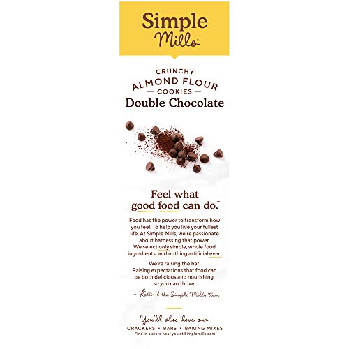 Simple Mills Almond Flour Crunchy Cookies, Double Chocolate Chip - Gluten Free, Vegan, Healthy Snacks, Made with Organic Coconut Oil, 5.5 Ounce (Pack of 6)