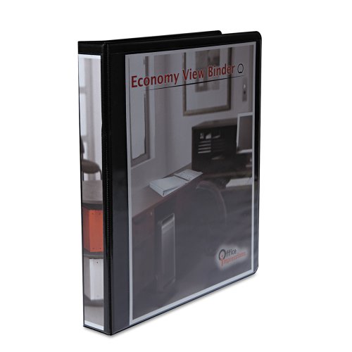 Office Impressions Economy 1 Inch Round Ring Vinyl View Binder with Two Inside Pockets (80961)