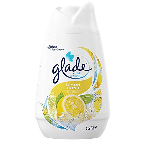 GLADE Solid Air Freshener / Odor Eliminator - Lemon Fresh, Adjustable Cone - 6 Oz. each (Pack of 6)