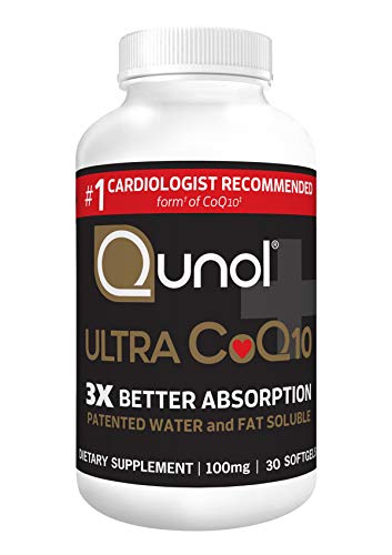 Qunol Ultra CoQ10 100mg, 3x Better Absorption, Patented Water and Fat Soluble Natural Supplement Form of C0Q10, Antioxidant for Heart Health, 30 Count Softgels