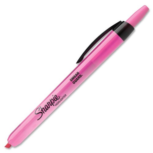 Accent Retractable Highlighters Chisel Tip Fluorescent Pink 12/Pk by Sharpie