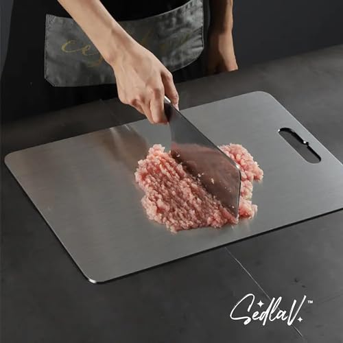 SEDLAV Small Stainless Steel Cutting Board, Extra Large - Textured, Smooth Metal Chopping Board, Won't Break or Dull Knives, Safe for All Foods, sustainable