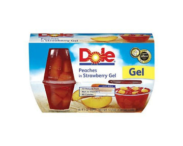 Dole Peach in Strawberry Gel, 4.3 Ounce - 4 per pack -- 6 packs per case.